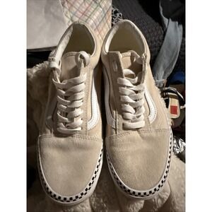 Vans Women's Old Skool Sneaker Suede Canvas Checkboard Foxing Turtledove Size 8